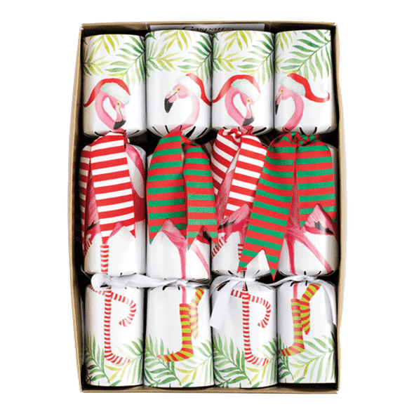 Crackers 25.5cm - Christmas Flamingos (Box 8)