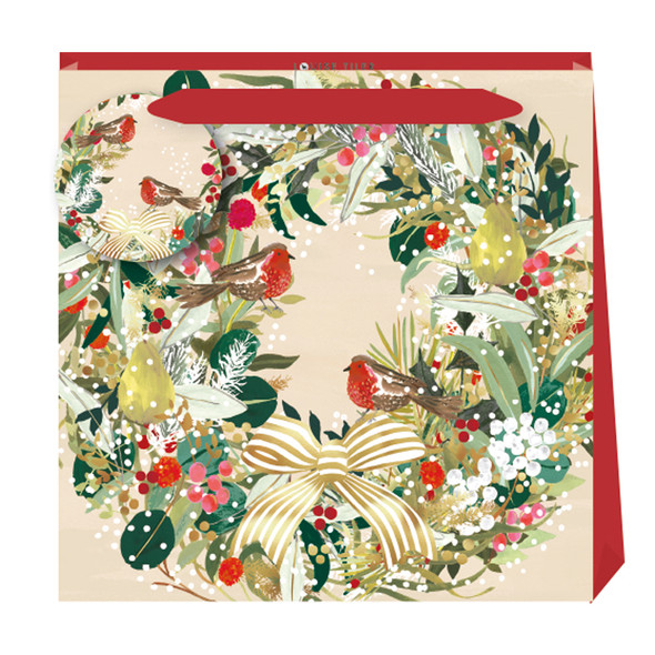 Gift Bag Medium- LT Evergreen Wreath(W22xH22xD8cm)