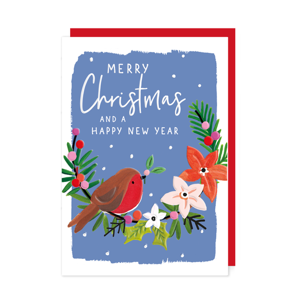 SALE- Merry Christmas Happy New Year Robin