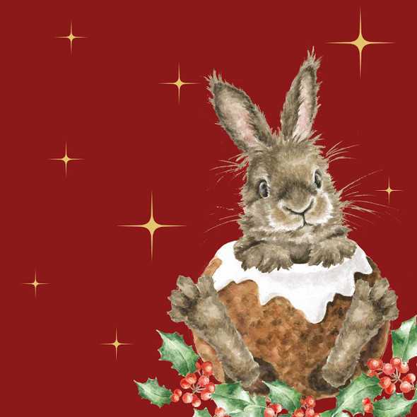 Cocktail Napkin - Merry Little Christmas Rabbit
