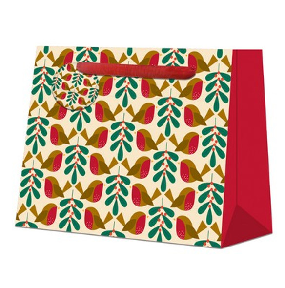 Gift Bag Shopper -KR Robins Mistletoe Cream(W36xH27xD12cm)