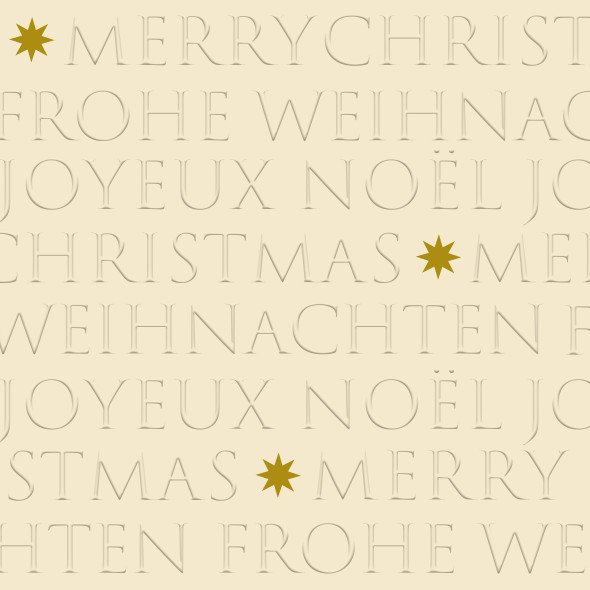 DINNER Napkin -Embossed Christmas Letters-Cream (Pkt 20)