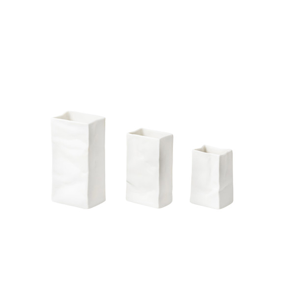 Vase -Mini Bag Set of 3 White (4.5 - 8cm)