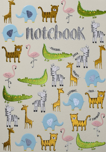 Large A5 Notebook 192Pg Lined - Safari Animals 148x210mm