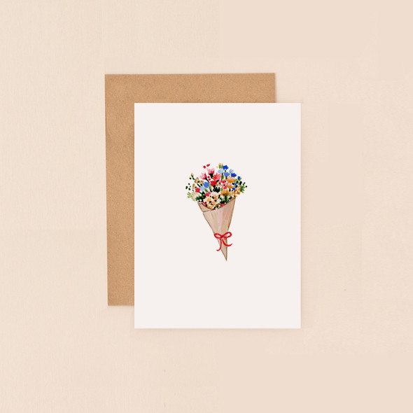 Small Card- Brown Paper Bouquet