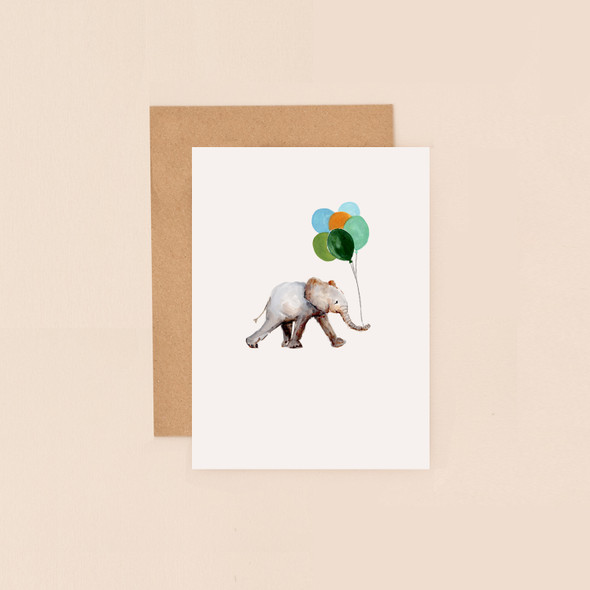 Small Card HB- Elephant and Balloons