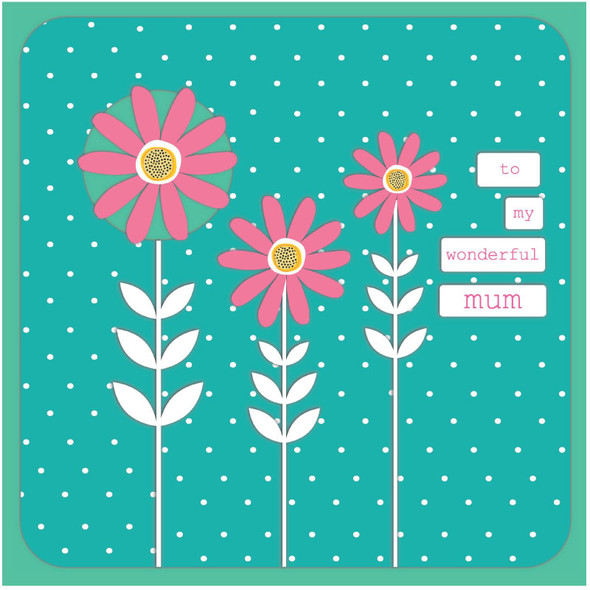 Mother's Day- Wonderful Mum Pink Flowers (Die-cut)
