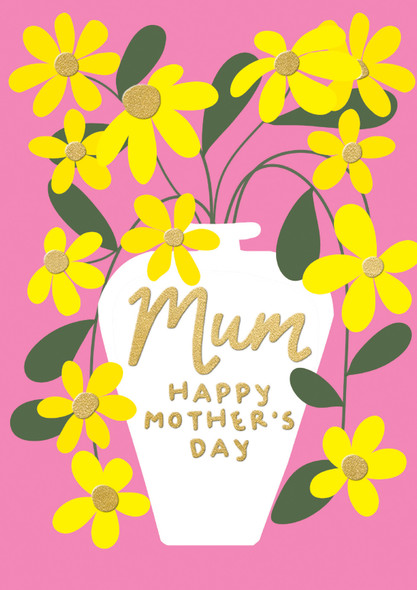 Mother's Day- Pink Yellow Vase (gold foil 170x120mm)