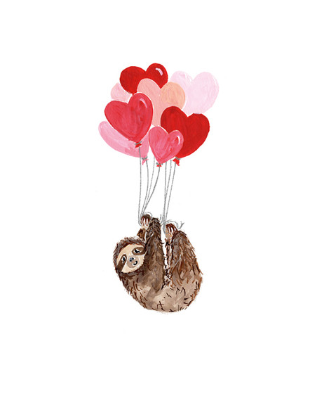 Small Card- Sloth and Heart Balloons