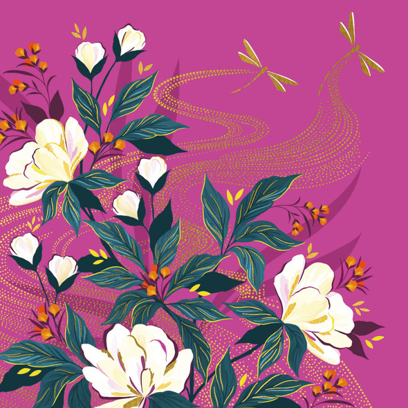 SM- Pink Floral & Dragonflies (138 X 138mm)