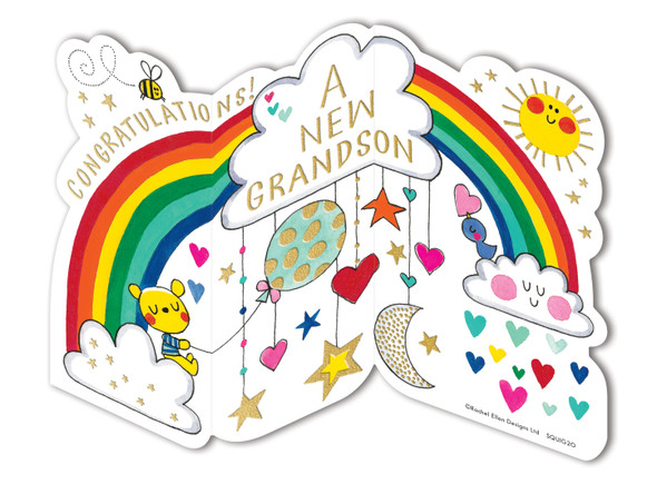Zig Zag Card NB- Grandson Pram (Gold Foil)