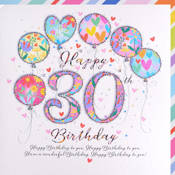 HB- 30th Balloons (Handfinished Gems,210x210mm)