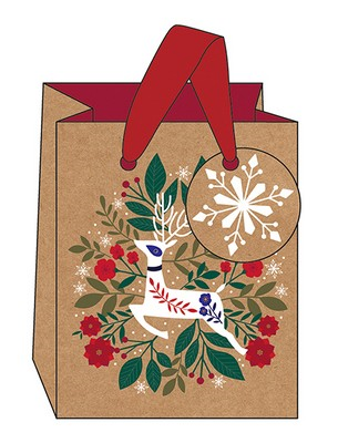 Bag Small SALE- Kraft Reindeer 115x140x65mm