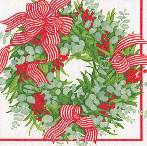 Dinner-Ribbon Stripe Wreath Pkt 20 (X26CAD 17540)