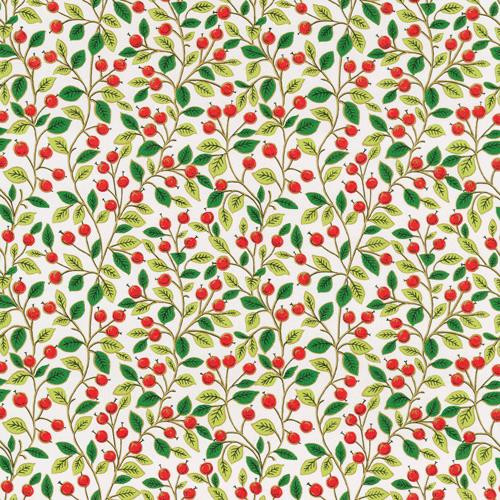 Rollwrap USA SALE-Berries & Leaves White (L2.5m W.76cm) (X26CA WR9796)