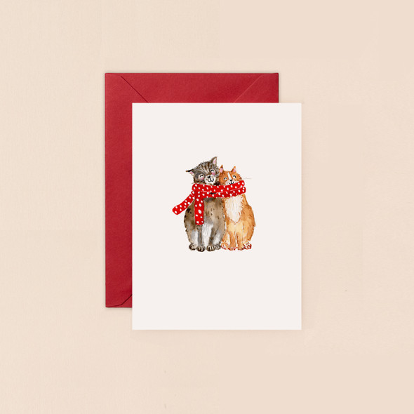 Small Card- Cosy Cats and Scarf (120x90mm)