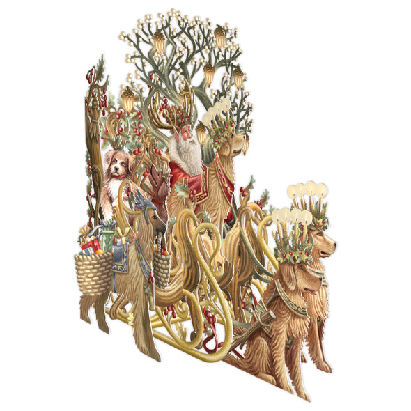 Pop Up Laser Cut- Santa's Dog Sleigh (X26MMQ X3D042)