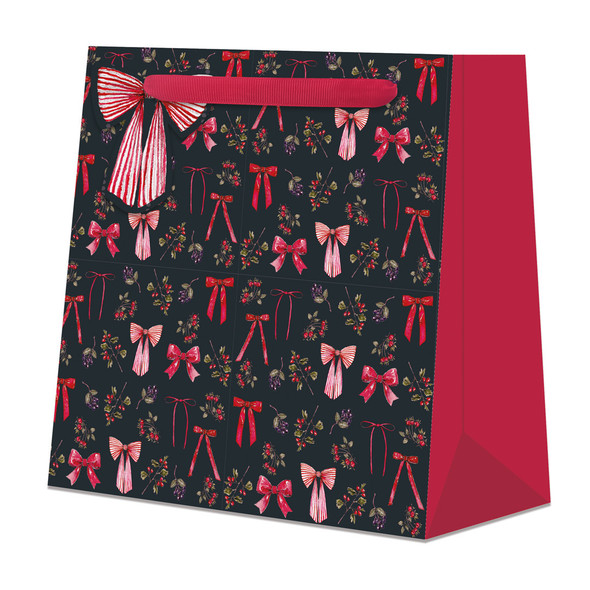 Gift Bag Large - TOC Bows Berries Noir (W32xH32xD8cm)