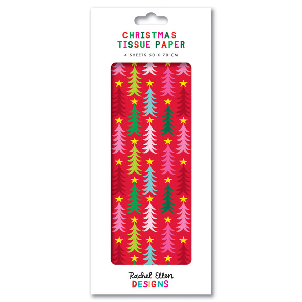 Tissue Pkt 4- Trees On Red (50x70cm)