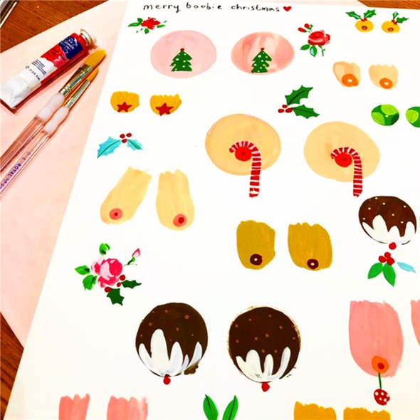 Tea Towel - Festive Boobies (X26SOO XT02)