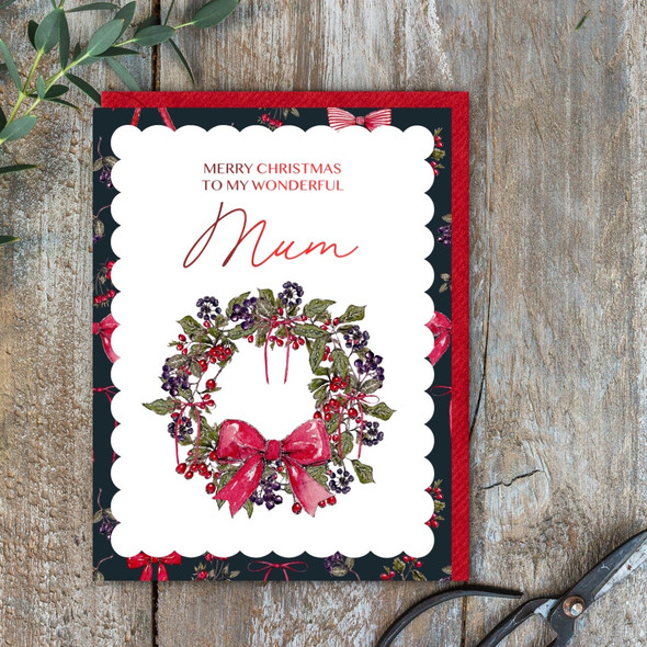 Scalloped- Wonderful Mum Wreath (unbagged108x140mm) (X26TOC BE05)