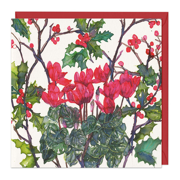 SALE- Red Cyclamen & Holly (Unbagged)