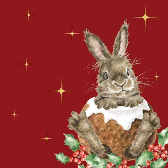 Cocktail Napkin - Merry Little Christmas Rabbit (X26WREC K056)