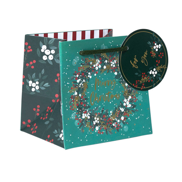 Gift Bag Tag S- Wreath (130x130x70mm) (X26BBD GBX095)