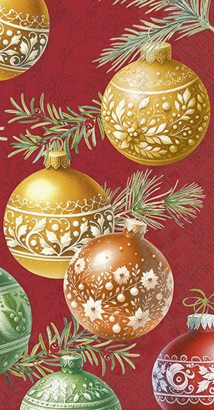 Christmas Bubbles Red-Guest Towel (Pkt 15) (X26IHRBF1088310)