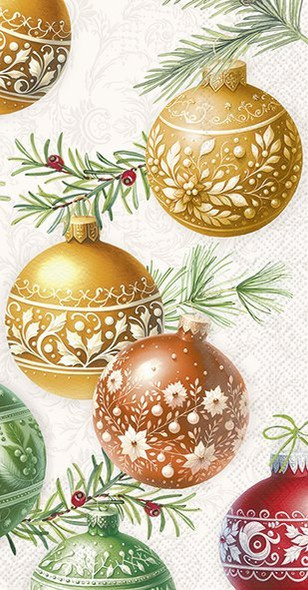 Christmas Bubbles Cream-Guest Towel (Pkt 15) (X26IHRBF1088360)