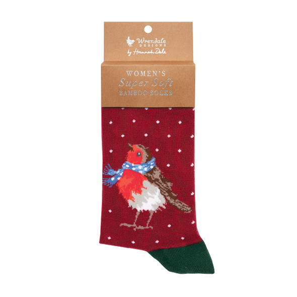 Sock Bamboo - Season's Tweetings Robin RED (US6-10) (X26WRE XSOCK007)