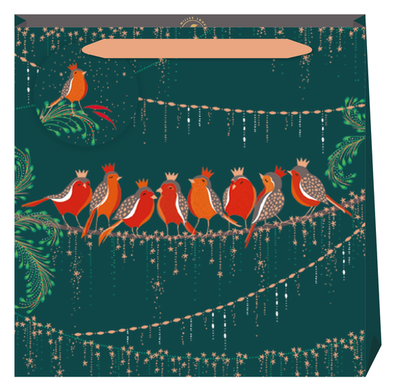 Gift Bag Medium- SM SALE Robins on a Wire (W22xH22xD8cm) (X26PKBM 03163703)