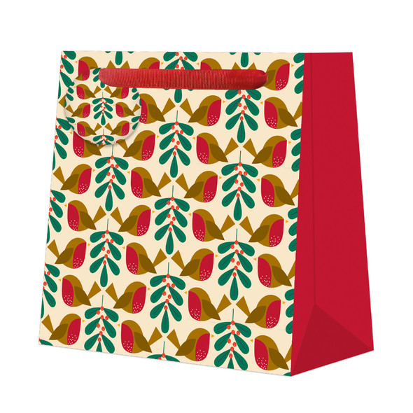 Gift Bag Medium- KR Robins Mistletoe (W22xH22xD8cm) (X26PKBM 13470303)