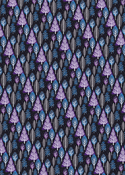 Wrap - SALE-Purple Trees on Black 500x700mm