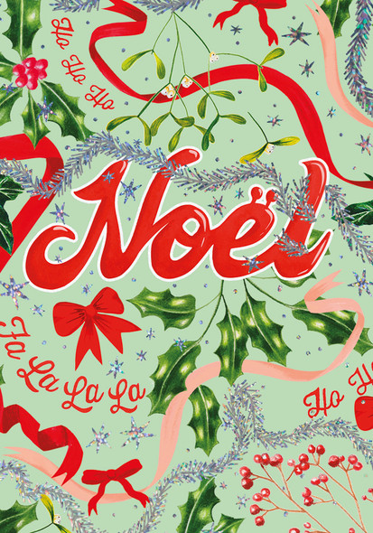 SALE- Noel Holly & Ribbons (105x150)