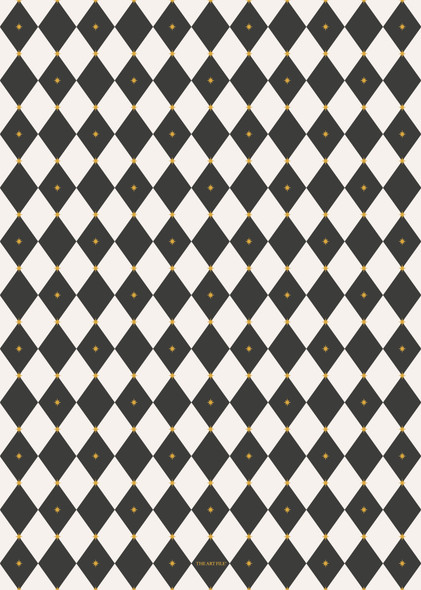 Wrap - Black & White Harlequin (double sided, foiled)