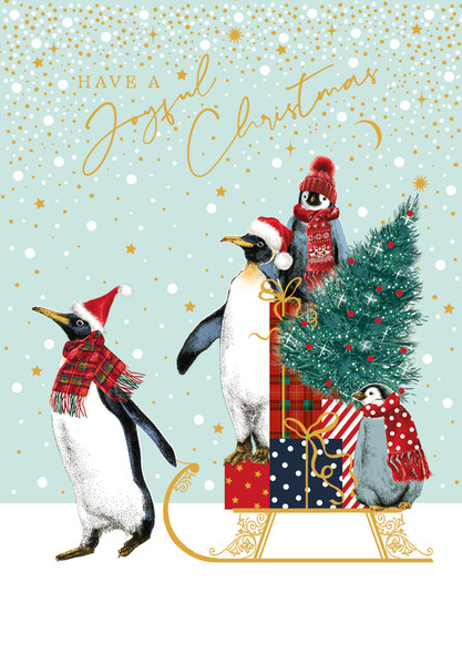 Penguins & Sleigh (Gold Foil, 170x120mm) (X26ART PGX06)