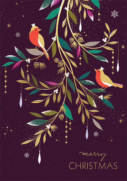 SM Two Robins Foliage (foiled)