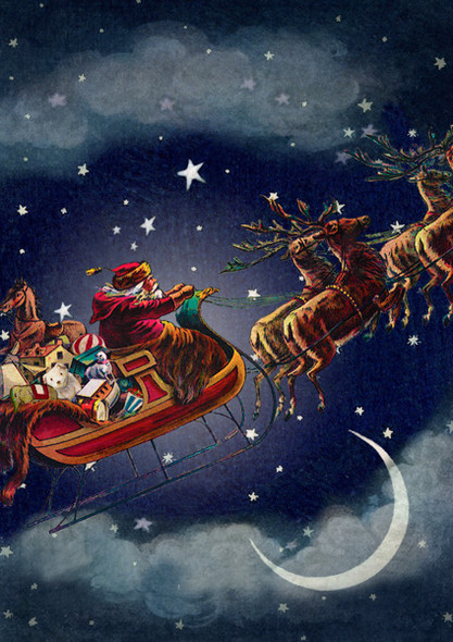 Santa Flying with Reindeer (X26MAD XM110)
