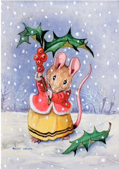 SALE Nostalgia- Mouse with Holly Umbrella (X26POF HEL17)