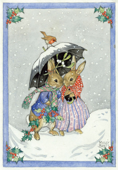 SALE Nostalgia- Two Rabbits Shelter from Snow (X26POF MOL07)