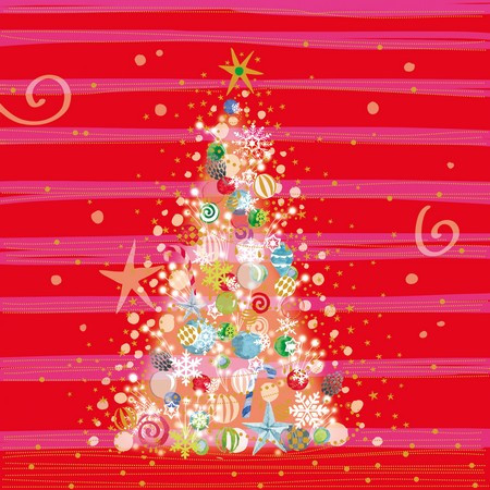 Christmas Tree Red & Pink (X26PPDL333 002817)