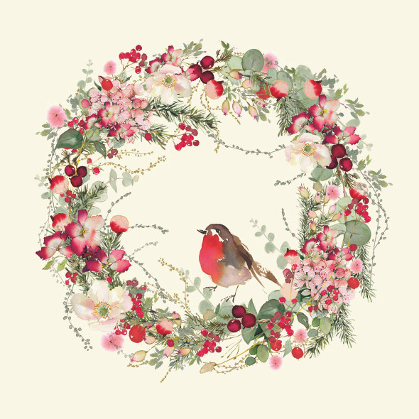Beautiful Christmas Wreath-Cream (X26PPDL333 003203)