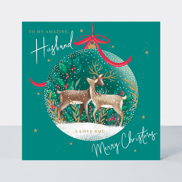 Husband Reindeer Bauble (Gold Foil & Emboss) (X26RED XCOSY11)