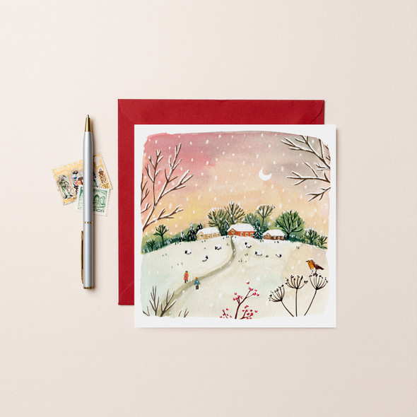 Red Sky Winter Scene