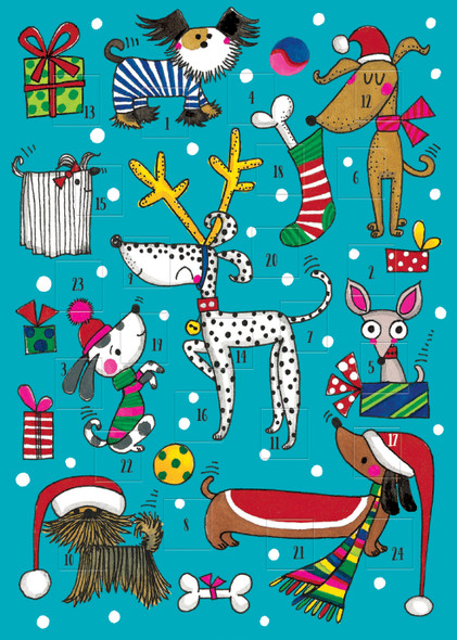Advent Calendar Card Flitter - Xmas Dogs (X26RED ADCRD12)