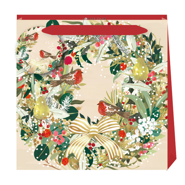 Gift Bag Medium- LT Evergreen Wreath(W22xH22xD8cm) (X26PKBM 13480203)