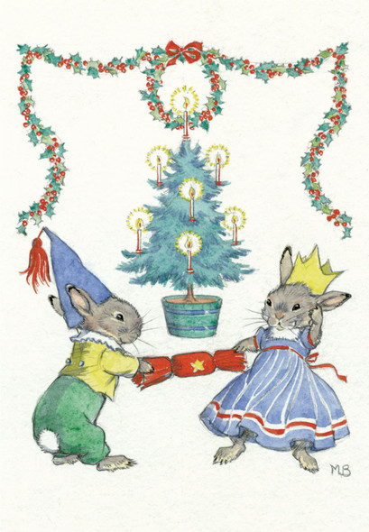 SALE Nostalgia- Two Rabbits Pulling a Cracker (X26POF MOL04)