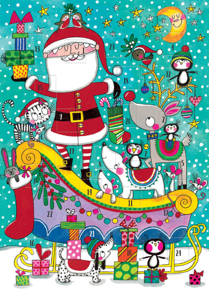 Advent Calendar Card Flitter - Santa Sleigh (X26RED ADCRD08)