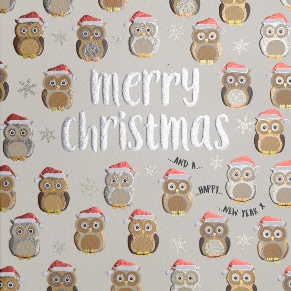 SALE- Merry Christmas Owls